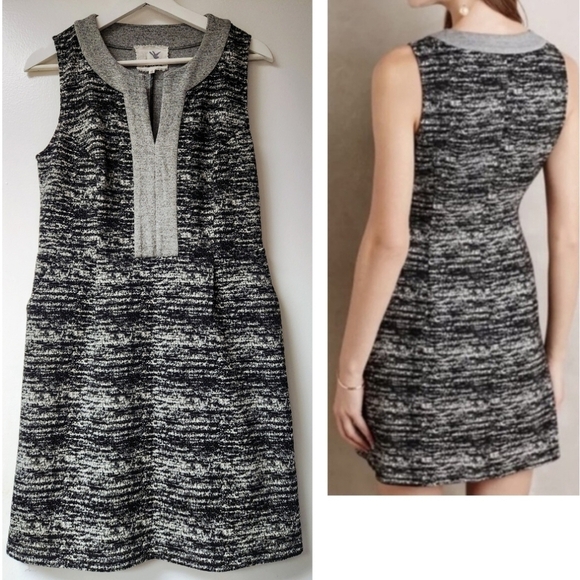 Anthropologie Tabitha Tema Dress Sheath Marled Stretch Knit In Grey And Black 8 - Picture 16 of 16